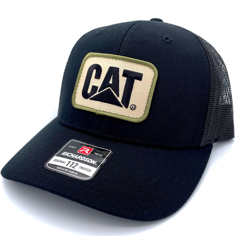 Caterpillar CAT Vintage Patch Hat - All Black Richardson 112